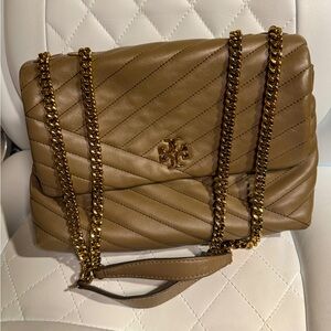 Tory Burch soft chevron-quilted Leather Purse - Tan/Brown